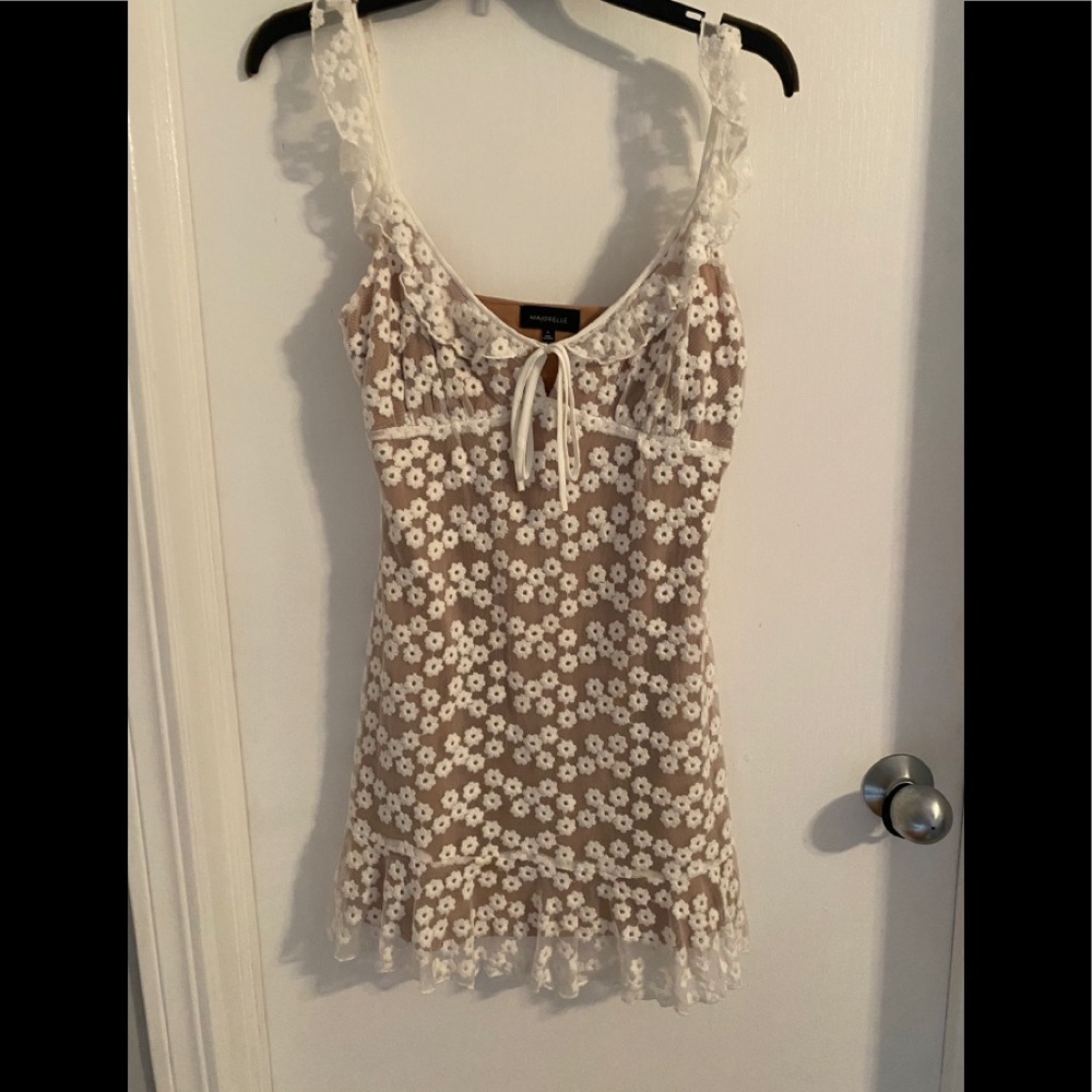 MAJORELLE white lace mini dress!!